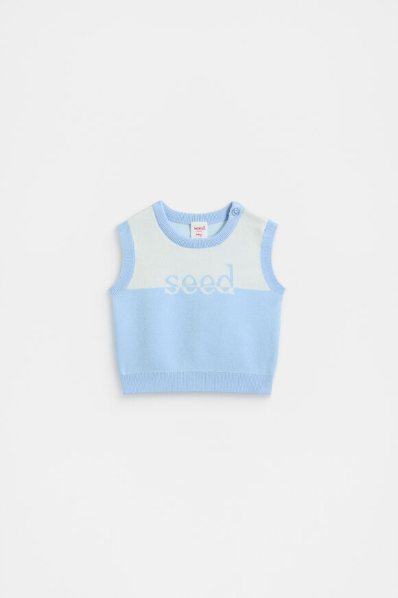 Logo Knit Vest  Clear Blue Logo Knit Vest  Clear Blue  hi-res
