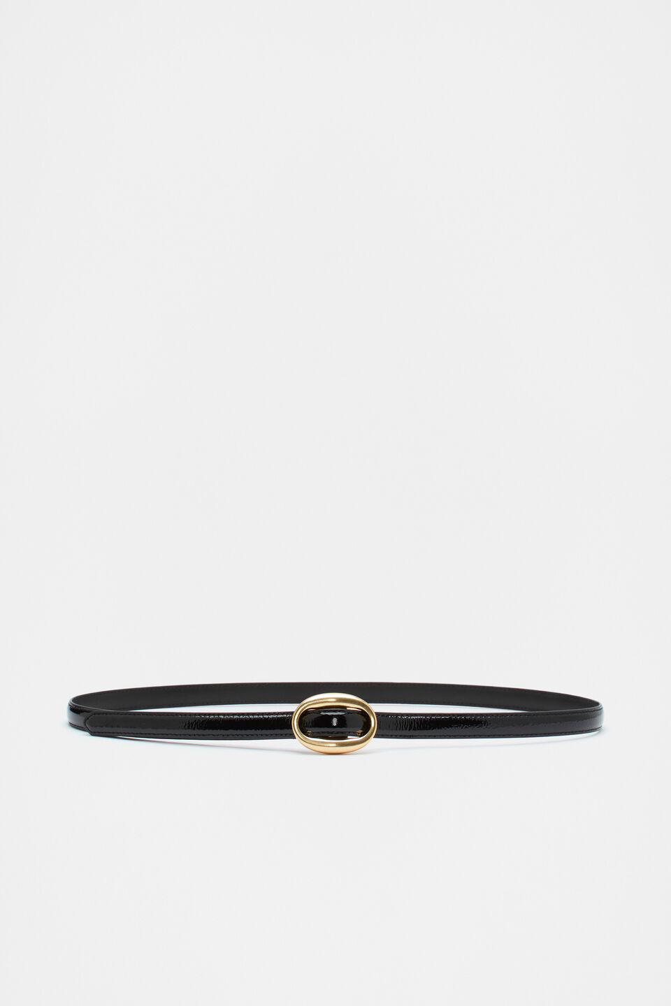 Carmen Oval Buckle Belt  Black Patent