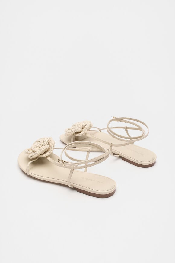 Ava Crochet Flower Sandal  Stone Ava Crochet Flower Sandal  Stone  hi-res