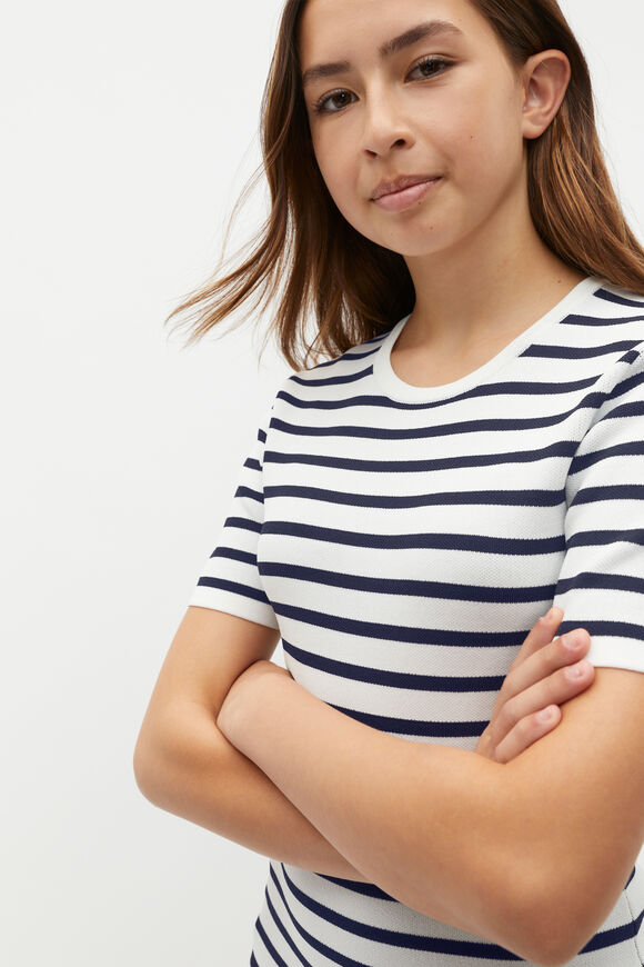 Stripe Knit Dress  New Navy  hi-res