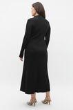 Crepe Ribbed Polo Midi Dress  Black  hi-res