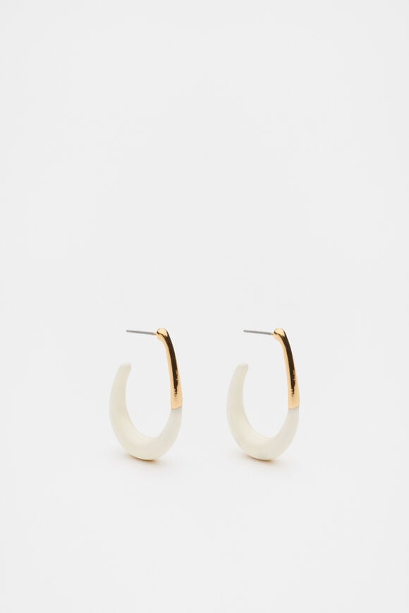 Enamel Teardrop Hoop  Coconut Cream Enamel Teardrop Hoop  Coconut Cream  hi-res