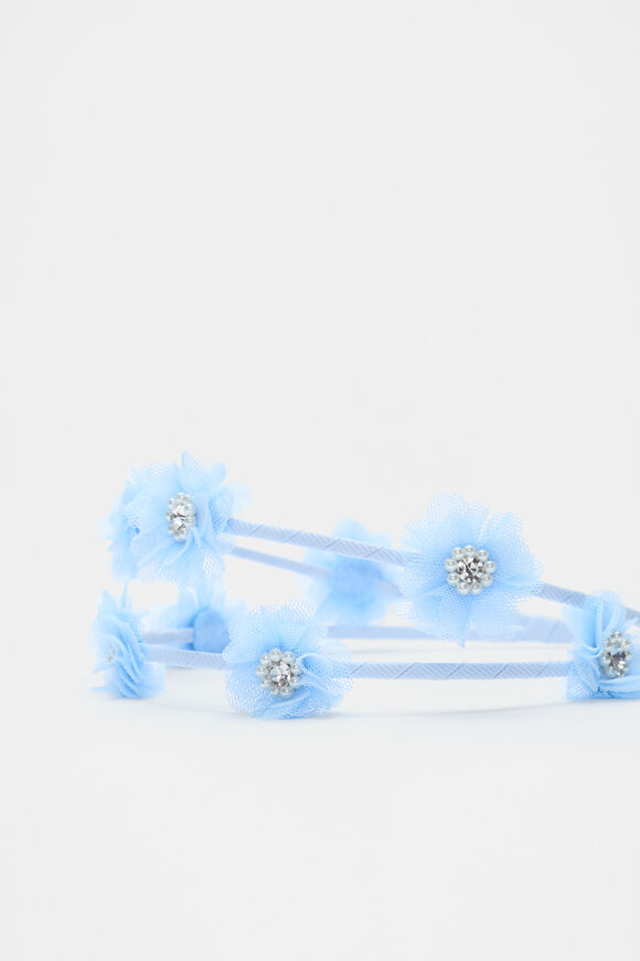 Tulle Flower Double Headband  Ice Blue Tulle Flower Double Headband  Ice Blue  hi-res
