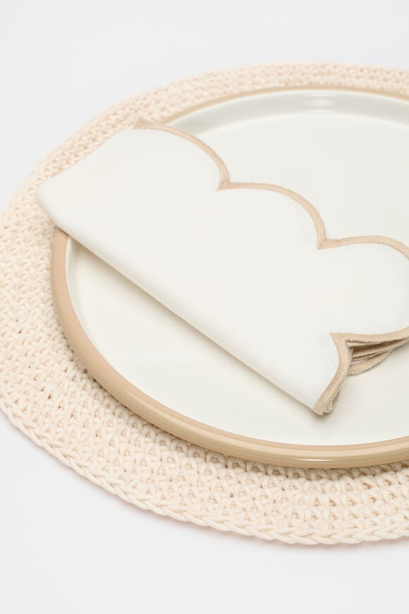 Alyra Crochet Placemat Set of 4  Buttercream Alyra Crochet Placemat Set of 4  Buttercream  hi-res