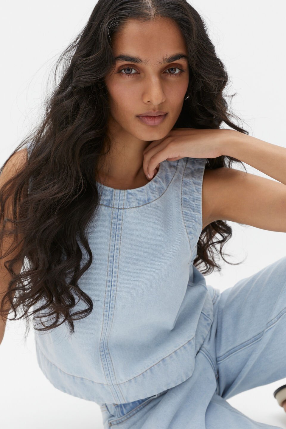 Denim Shell Top  Glacier Denim