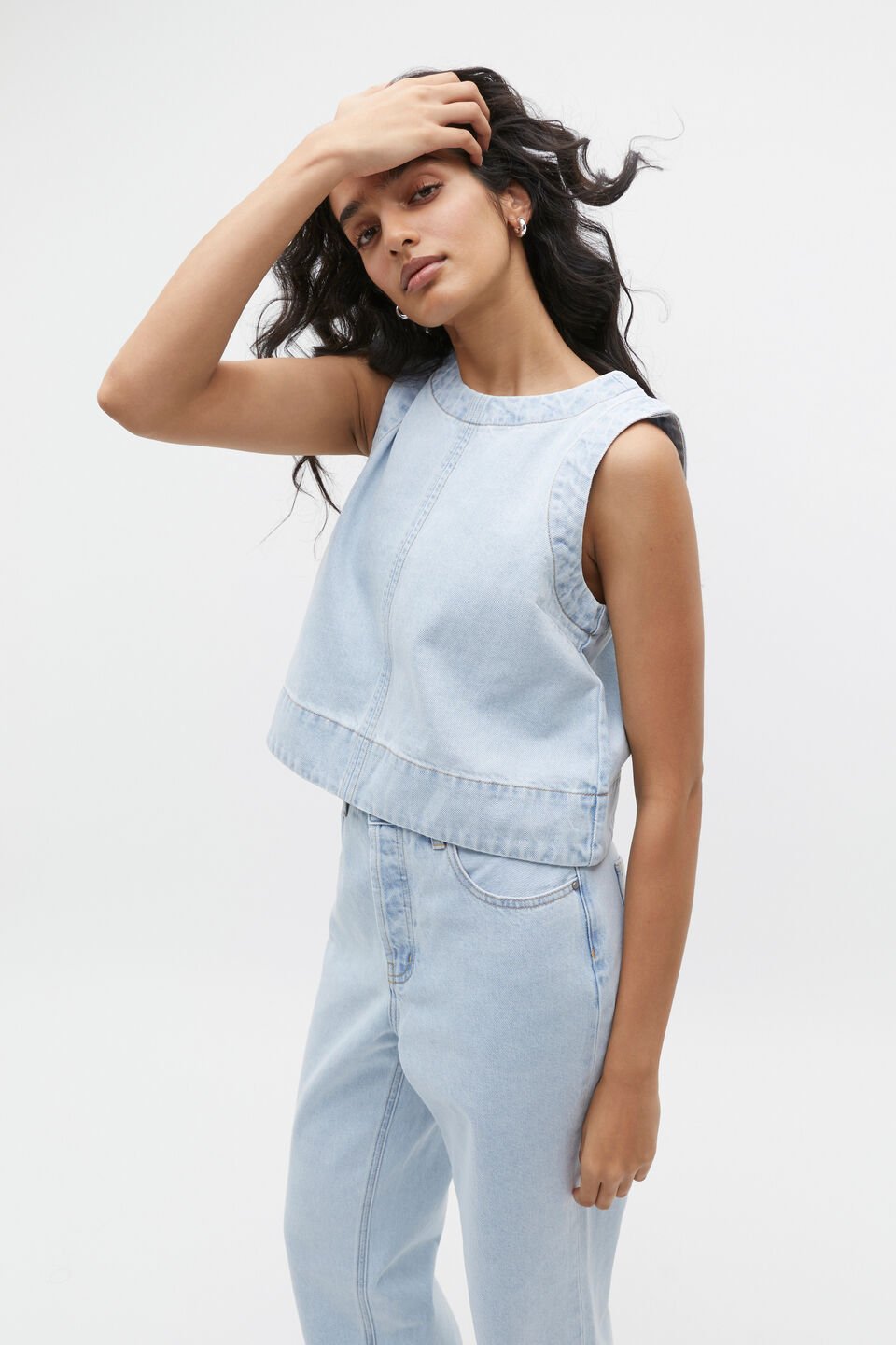 Denim Shell Top  Glacier Denim