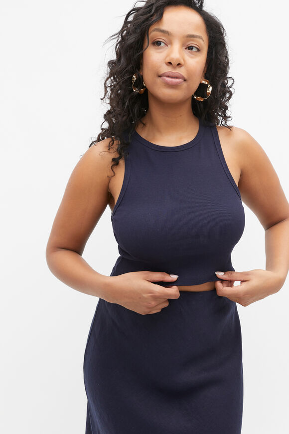 Cropped Rib Tank  Midnight Sky Cropped Rib Tank  Midnight Sky  hi-res