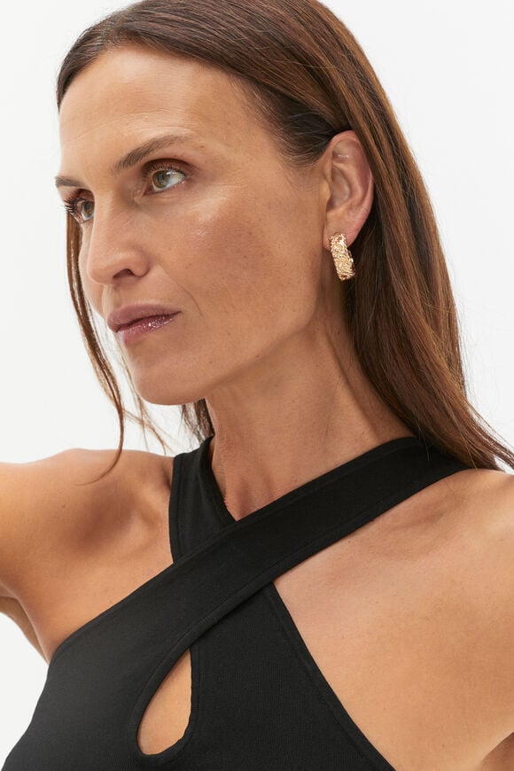 Woven Texture Hoops  Gold  hi-res