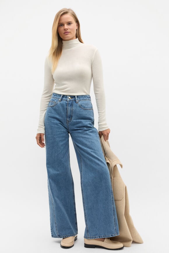 Australian Merino Mock Neck Top  Cloud Cream Australian Merino Mock Neck Top  Cloud Cream  hi-res