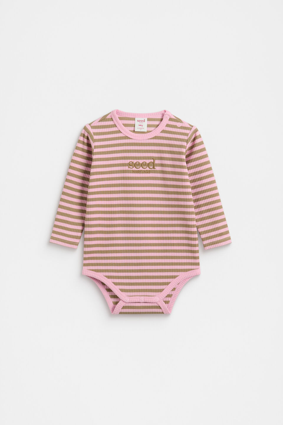 Stripe Logo Bodysuit  Petal Pink