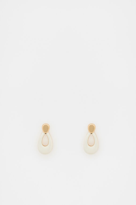 Enamel Small Drop Earring  Coconut Cream Enamel Small Drop Earring  Coconut Cream  hi-res