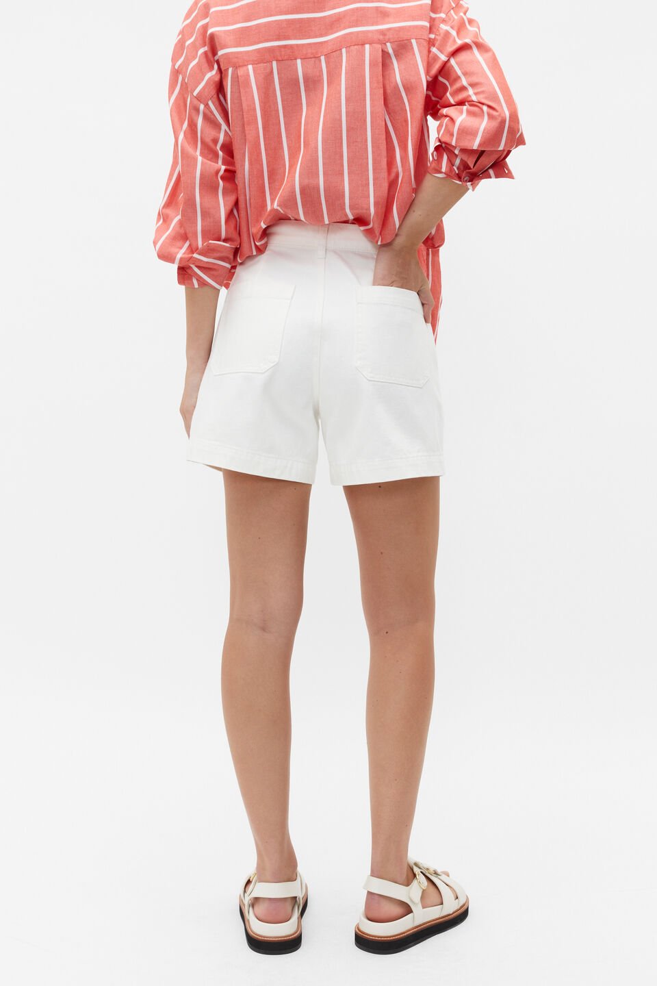 Denim Pintuck Short  Cloud Cream