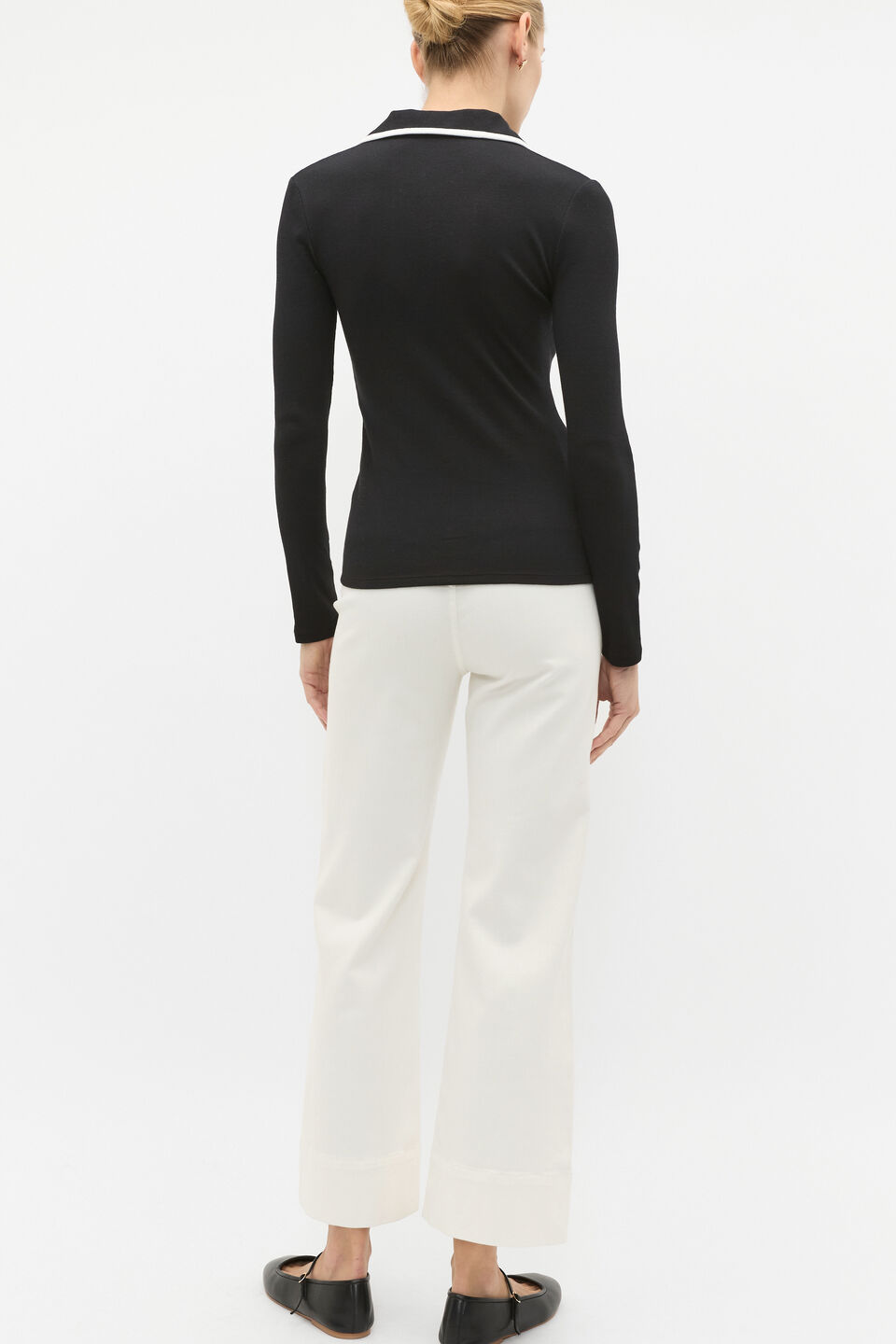 Contrast Rib Polo  Black