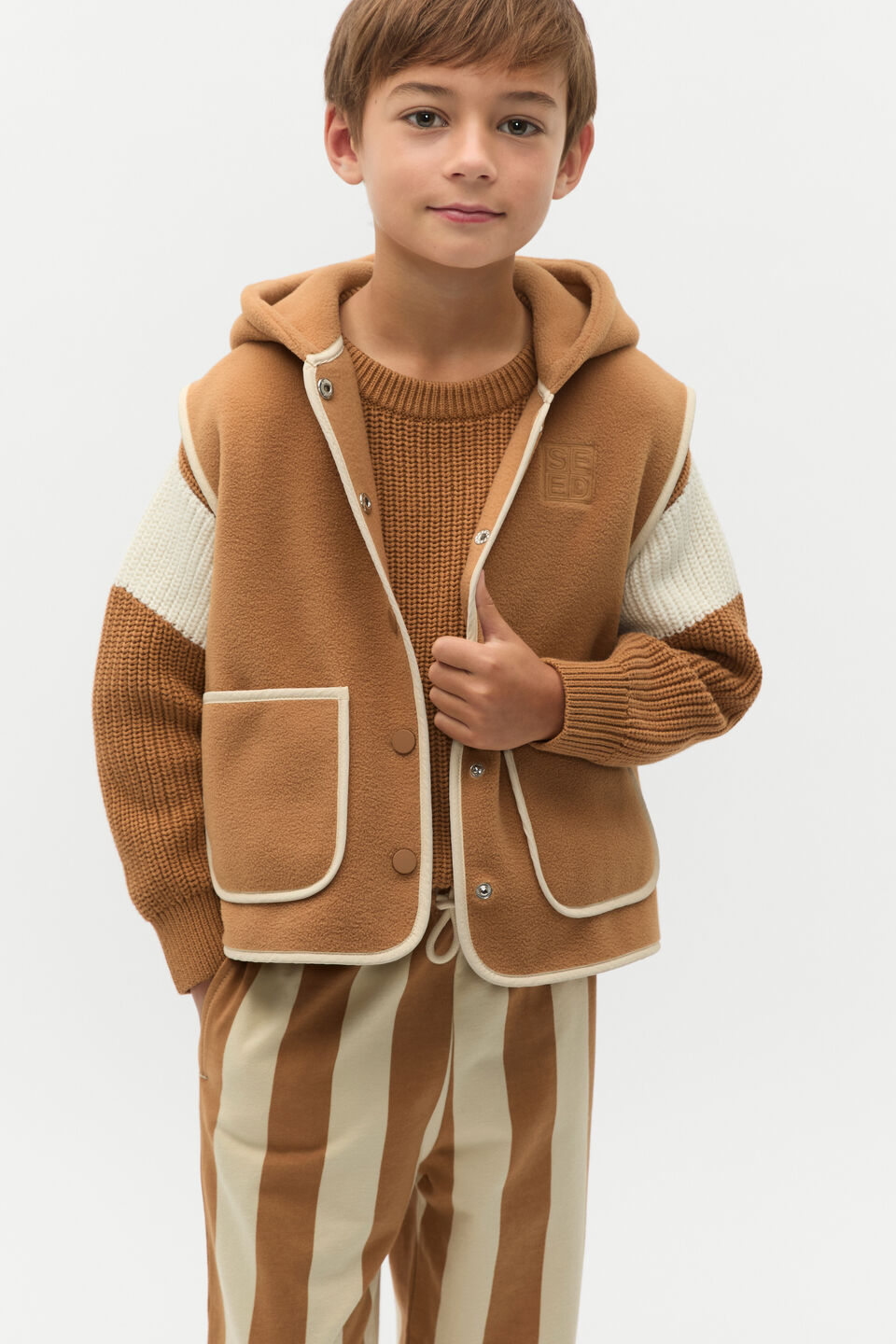 Contrast Pocket Vest  Cinnamon