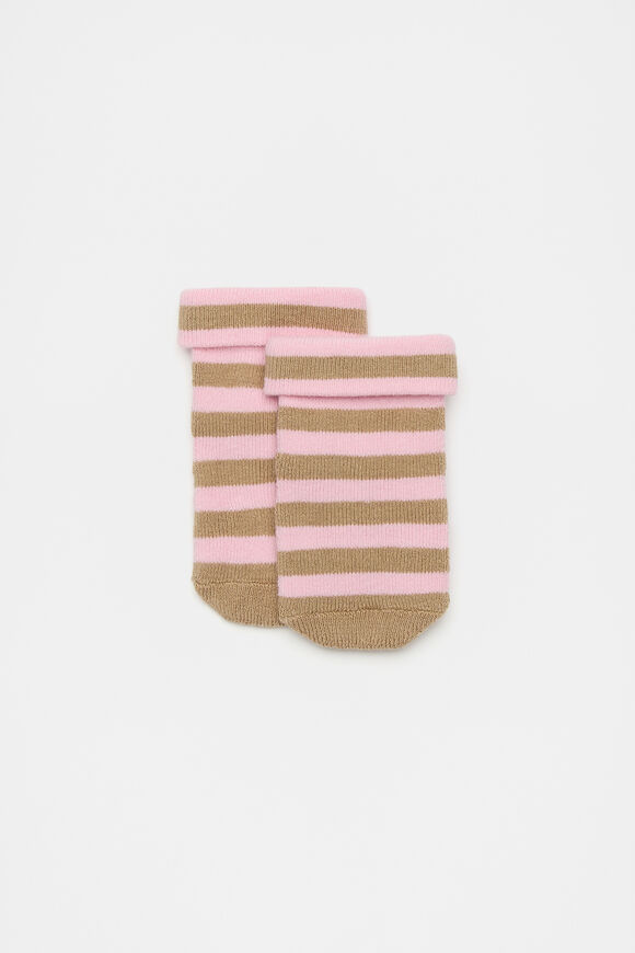 Terry Stripe Sock  Pink Multi Terry Stripe Sock  Pink Multi  hi-res