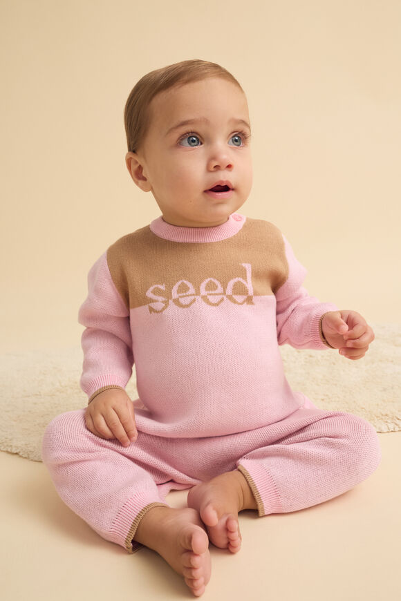 Logo Knit Jumpsuit  Petal Pink Logo Knit Jumpsuit  Petal Pink  hi-res