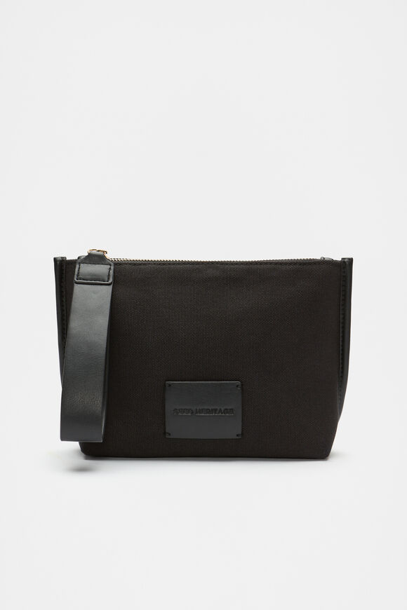 Fabric Detail Pouch  Black Fabric Detail Pouch  Black  hi-res