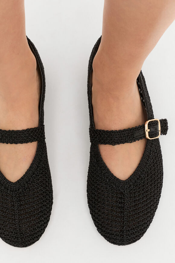 Mara Crochet Ballet Flat  Black  hi-res