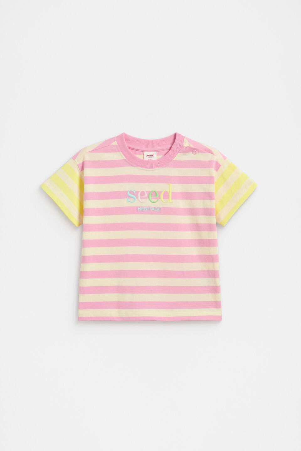 Stripe Colourblock Logo Tee  Candy Pink Stripe