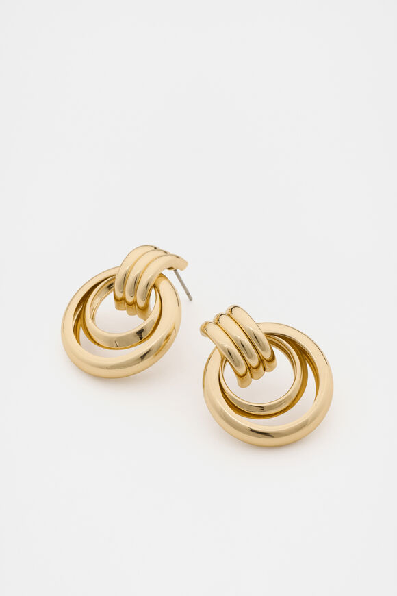 Circle Drop Earring  Gold  hi-res