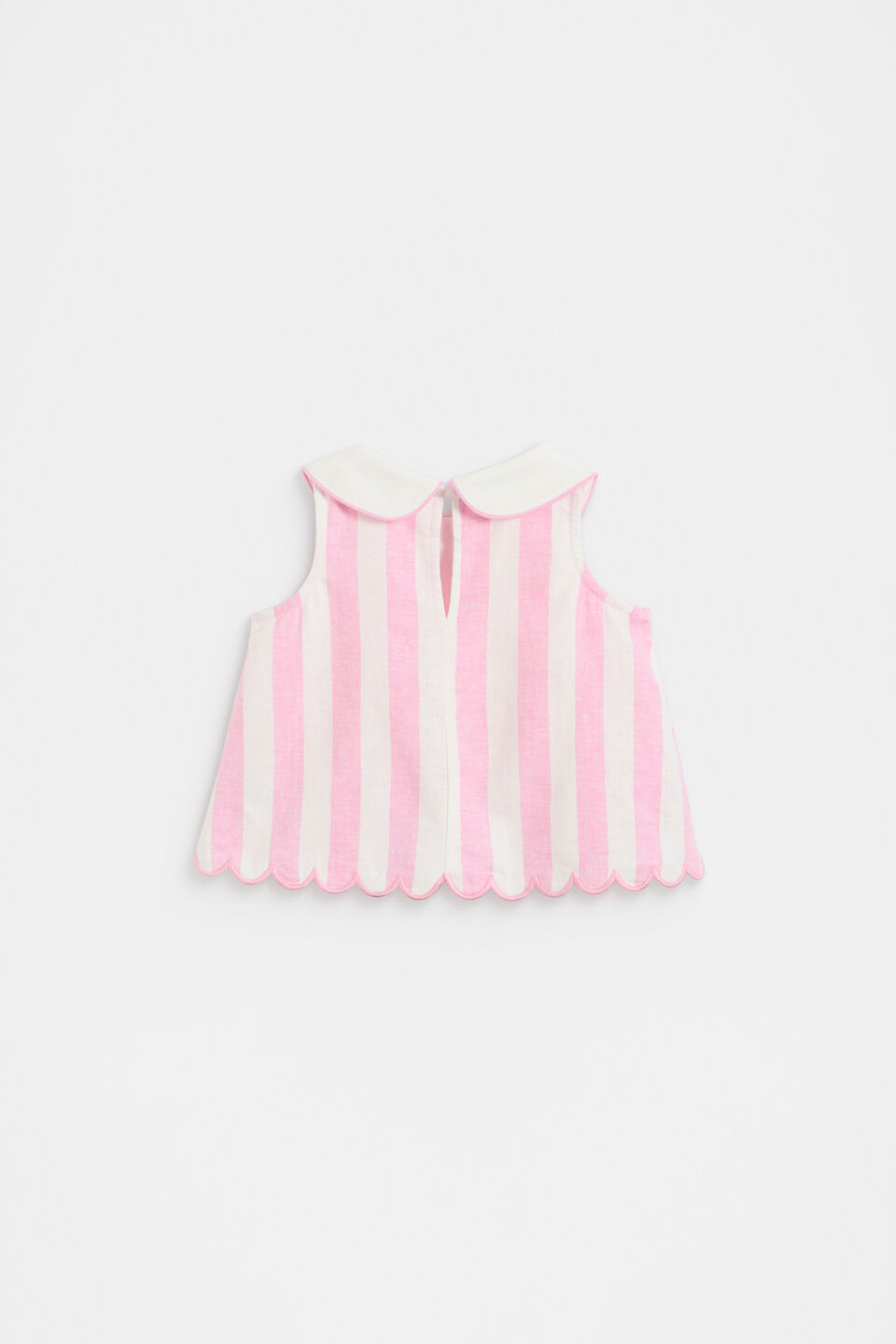 Stripe Scallop Top  Candy Pink