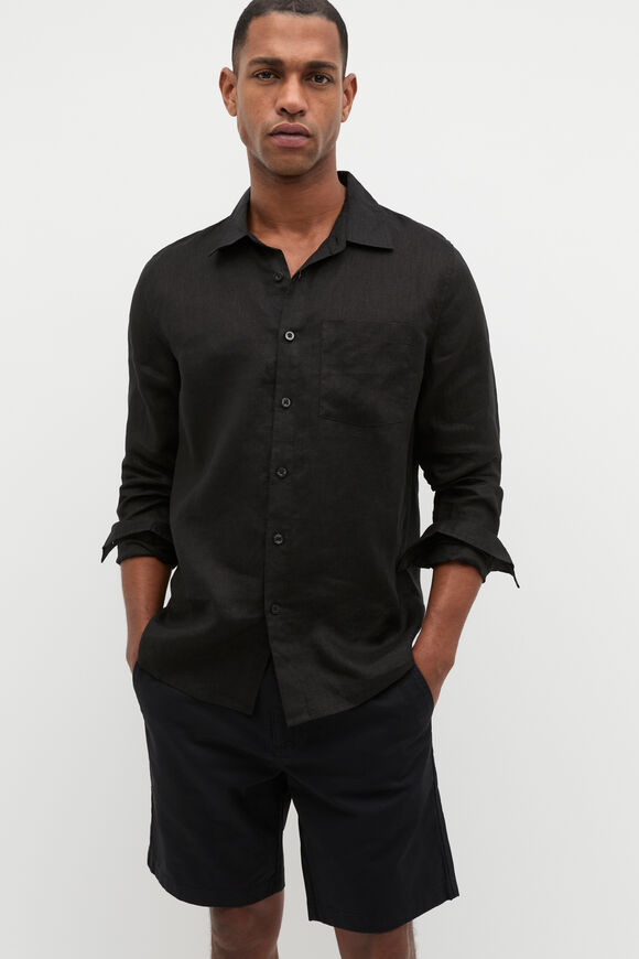 Linen Everyday Shirt  True Black Linen Everyday Shirt  True Black  hi-res