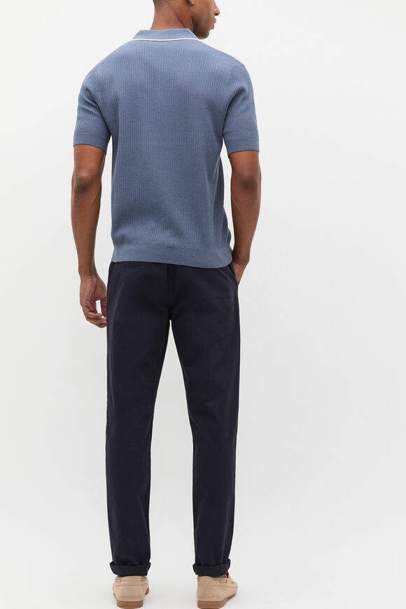 Ribbed Knit Polo  Storm Blue Ribbed Knit Polo  Storm Blue  hi-res
