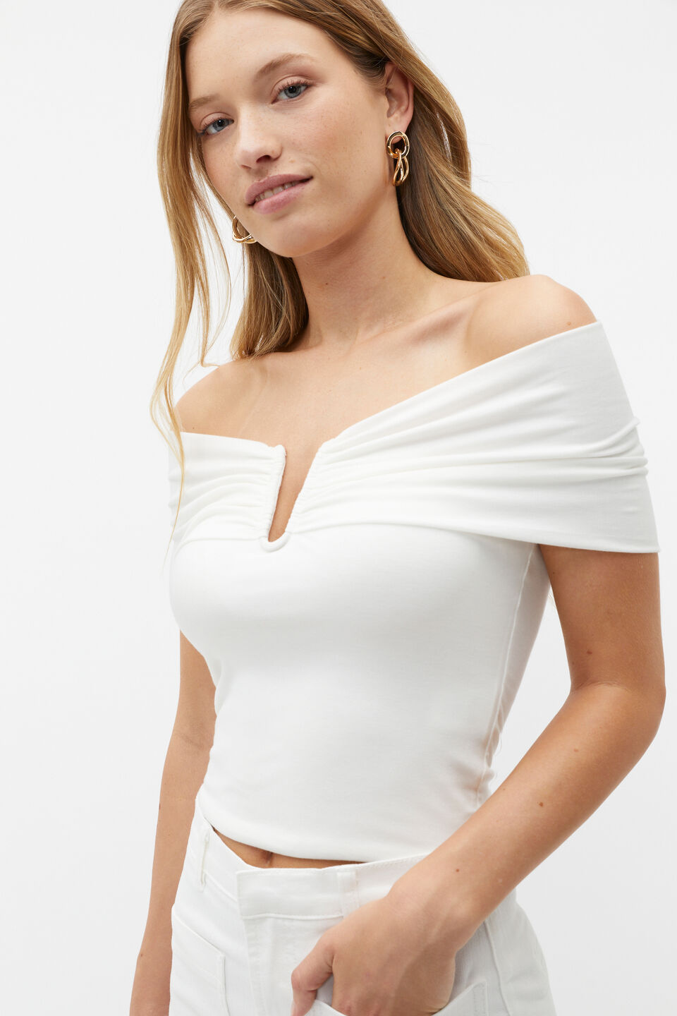 Off Shoulder Top  Cloud Cream