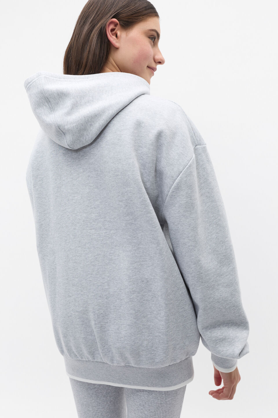 Embroidered Hoodie  Cloud Grey Marle