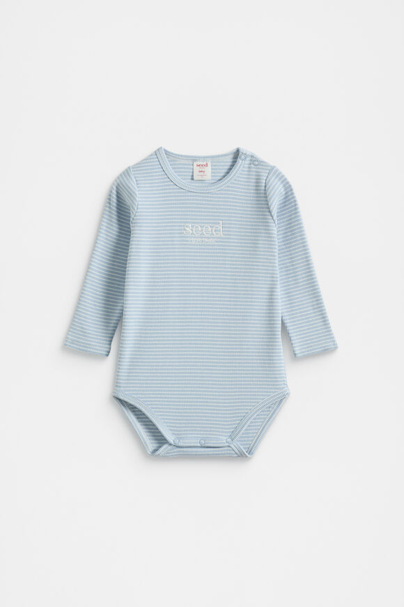 Core Rib Logo Bodysuit  Blue Stripe Core Rib Logo Bodysuit  Blue Stripe  hi-res