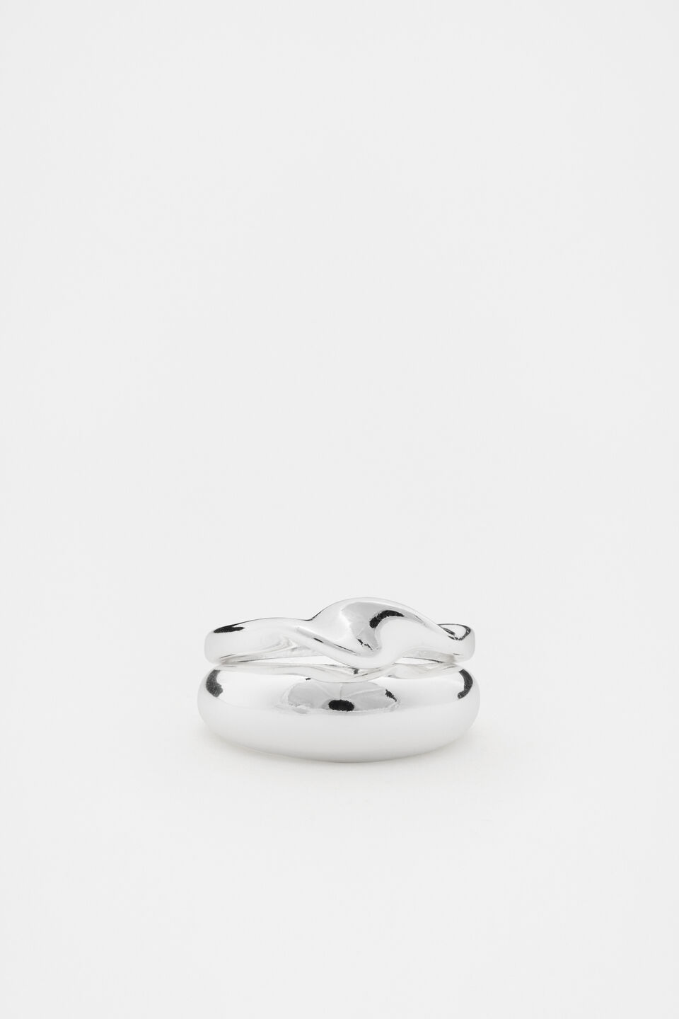 Sculptural Twist Ring Set  Silver