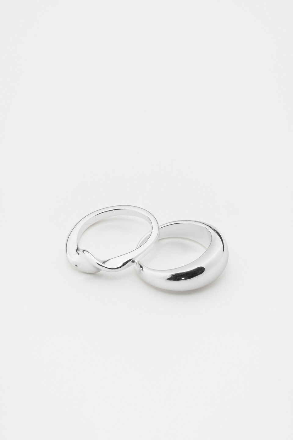 Sculptural Twist Ring Set  Silver