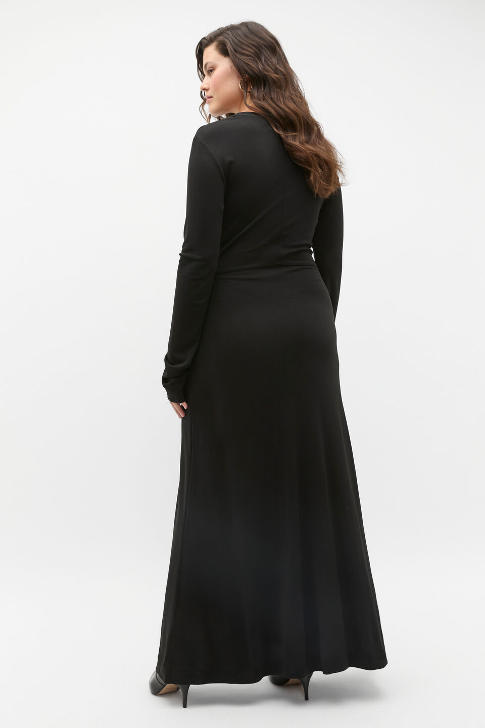 Micro Jersey Ruched Midi Dress  Black