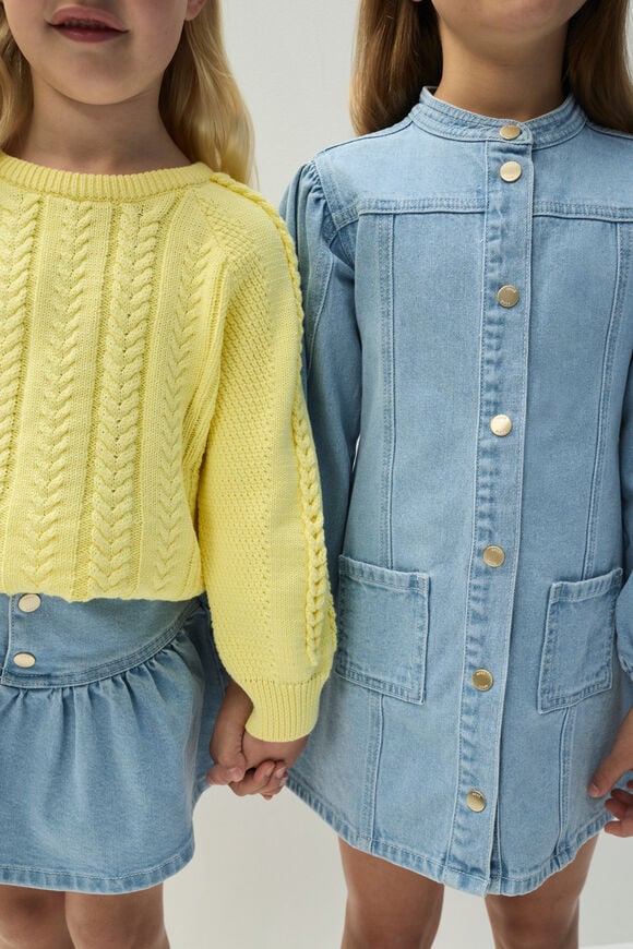 Gathered Denim Skirt  Light Wash Gathered Denim Skirt  Light Wash  hi-res