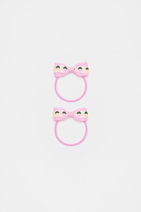 Flower Printed Bow Elastics  Fairy Floss  hi-res