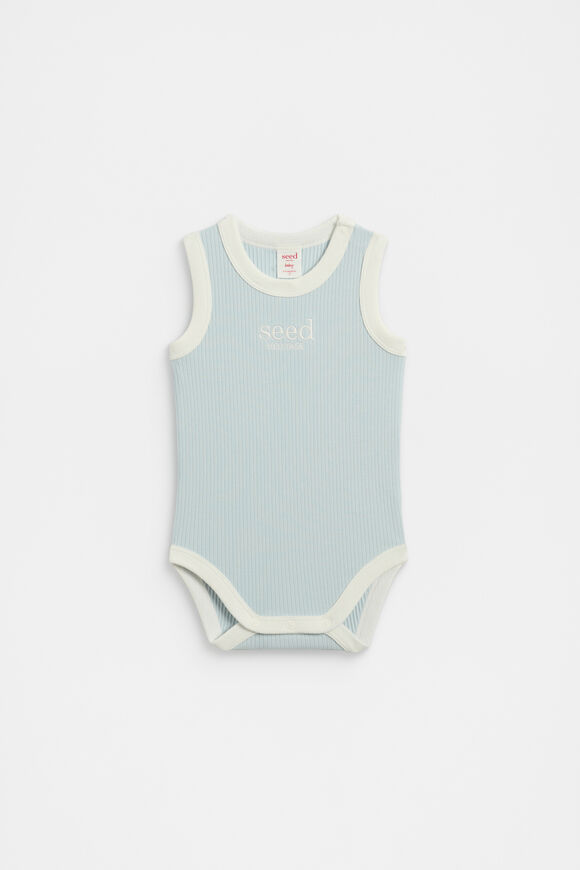 Logo Tank Bodysuit  Soft Blue Logo Tank Bodysuit  Soft Blue  hi-res