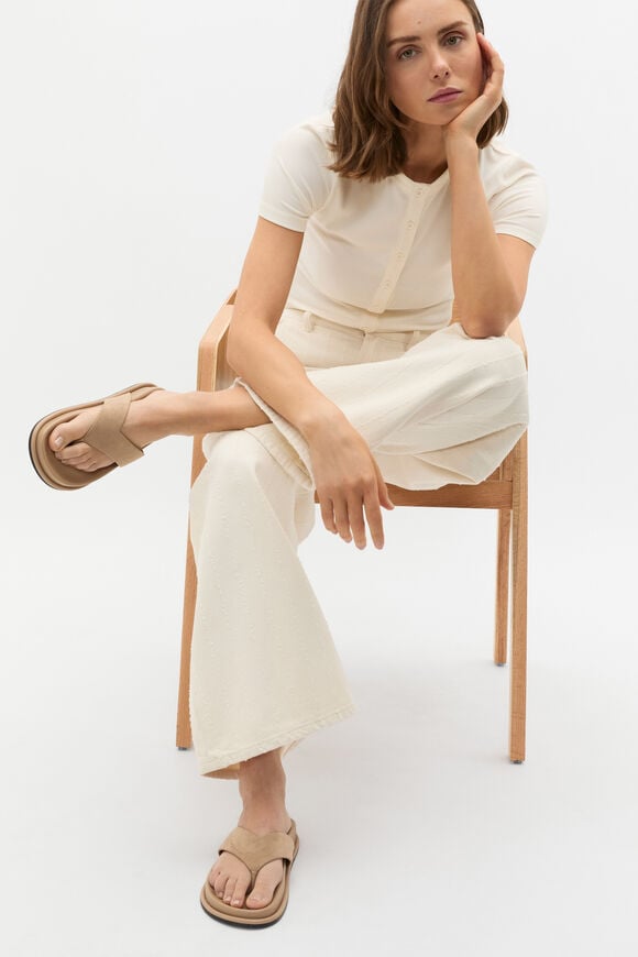 Rib Button Through Top  Buttercream Rib Button Through Top  Buttercream  hi-res