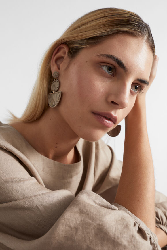 Geometric Raffia Earring  Cookie Geometric Raffia Earring  Cookie  hi-res