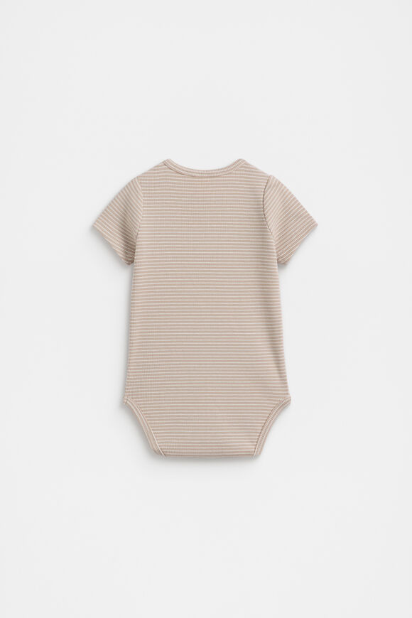 Core Rib Logo Bodysuit  Sand Stripe Core Rib Logo Bodysuit  Sand Stripe  hi-res