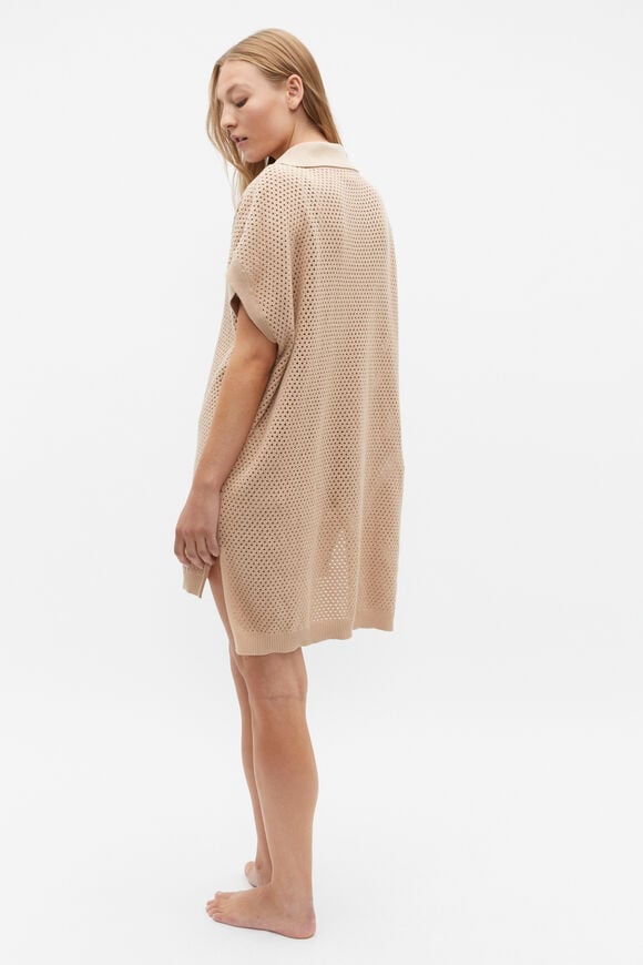 Crochet Knit Poncho  Nougat Crochet Knit Poncho  Nougat  hi-res