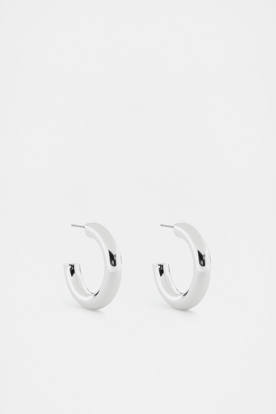 Mid Solid Hoops  Silver
