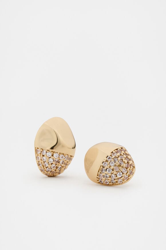 Pave Organic Studs  Gold Pave Organic Studs  Gold  hi-res