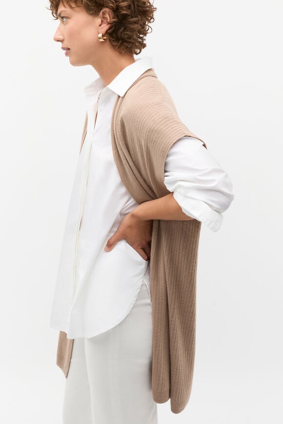 Rib Knit Poncho  Cookie Rib Knit Poncho  Cookie  hi-res