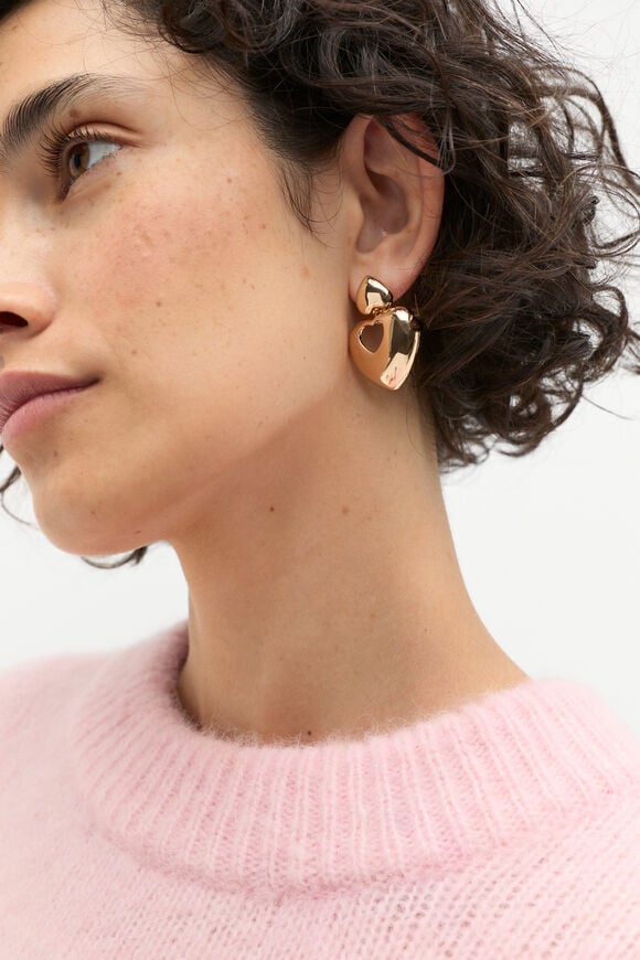 Statement Heart Earring  Gold Statement Heart Earring  Gold  hi-res