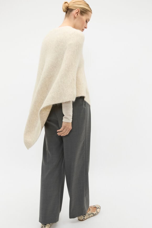 Fluffy Asymmetrical Poncho  Oat Marle Fluffy Asymmetrical Poncho  Oat Marle  hi-res
