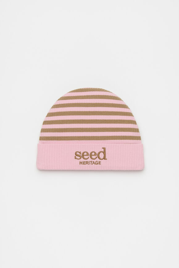 Stripe Logo Beanie  Petal Pink Stripe Logo Beanie  Petal Pink  hi-res