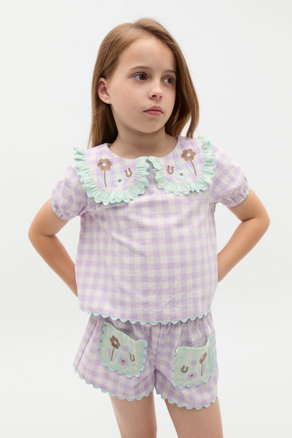 Spliced Gingham Top  Multi Spliced Gingham Top  Multi  hi-res