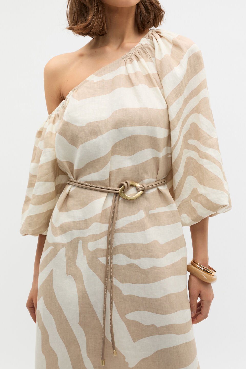 Stella Ring Detail Tubular Belt  Iced Latte