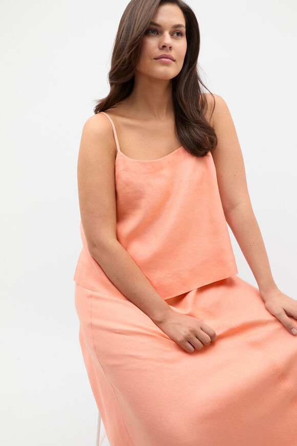Linen Scoop Cami  Tangerine Linen Scoop Cami  Tangerine  hi-res