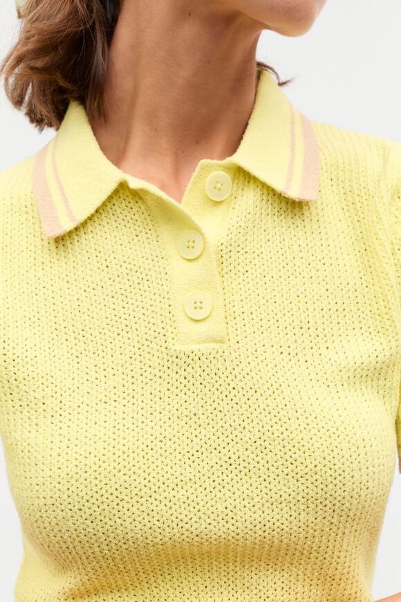 Textured Polo Knit  Lemongrass Textured Polo Knit  Lemongrass  hi-res
